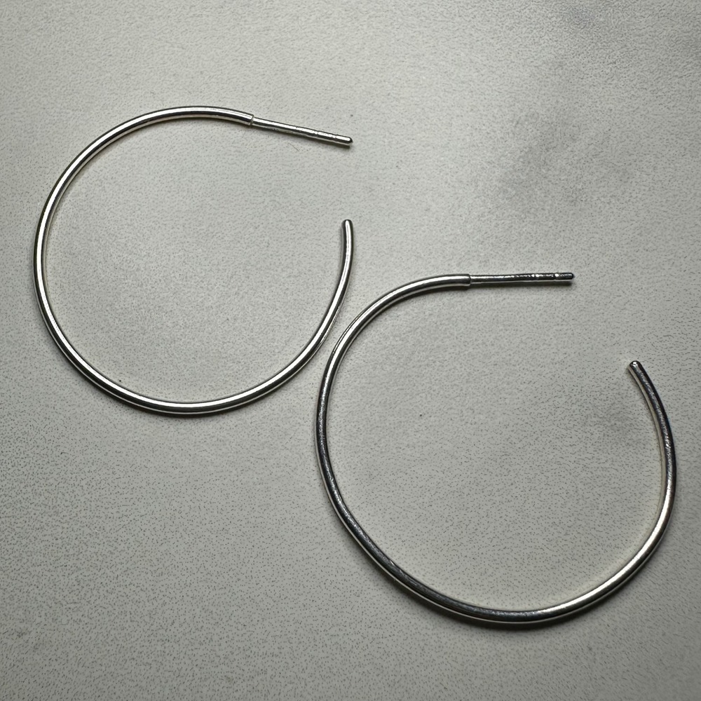 Sterling Silver‎ .925 Hoop Earrings Minimalist Modernist Jewelry